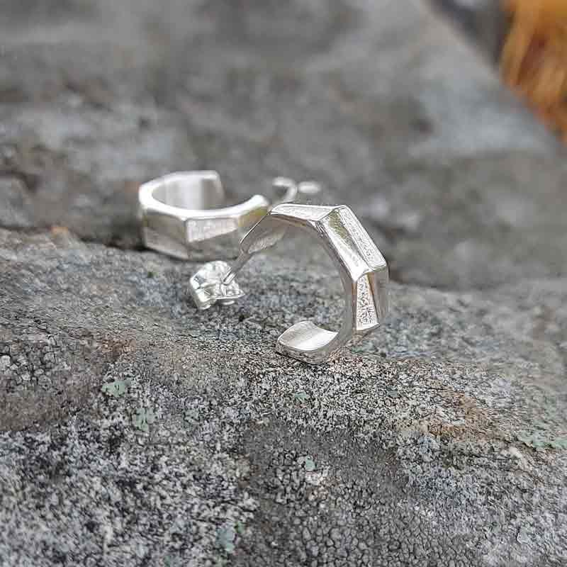 arktis earrings mini hoop sterling silver 935 on rock